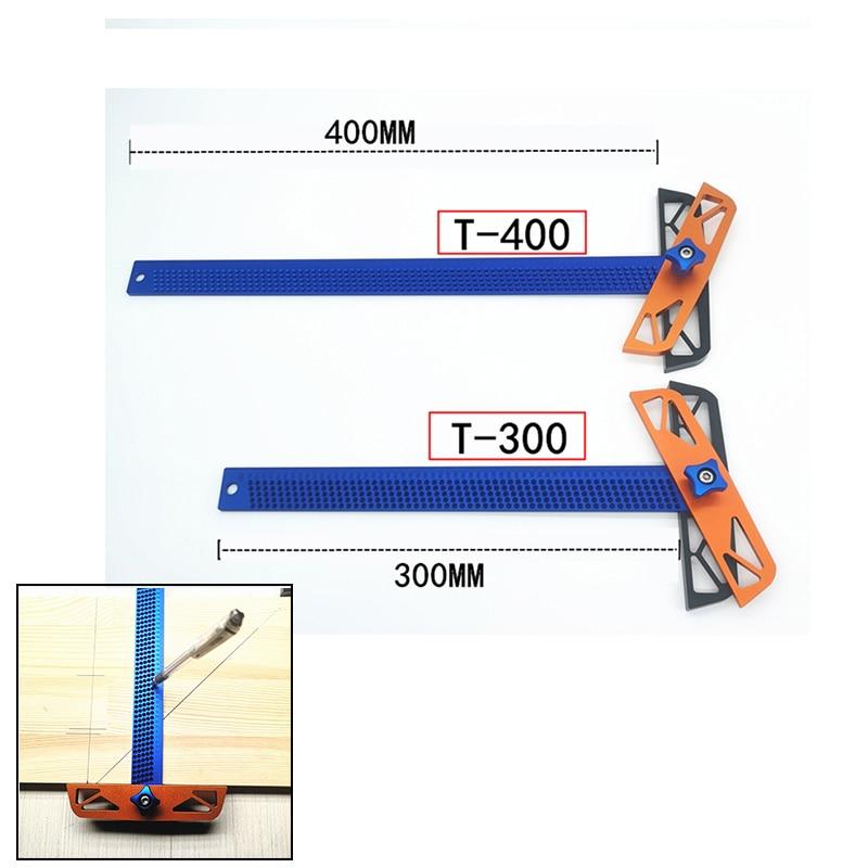 Woodworking Hole Scriber Ruler T-type Crossed Ruler Aluminum Alloy Crossed-out Tool Measuring Tool Marking Tools T300/T400
